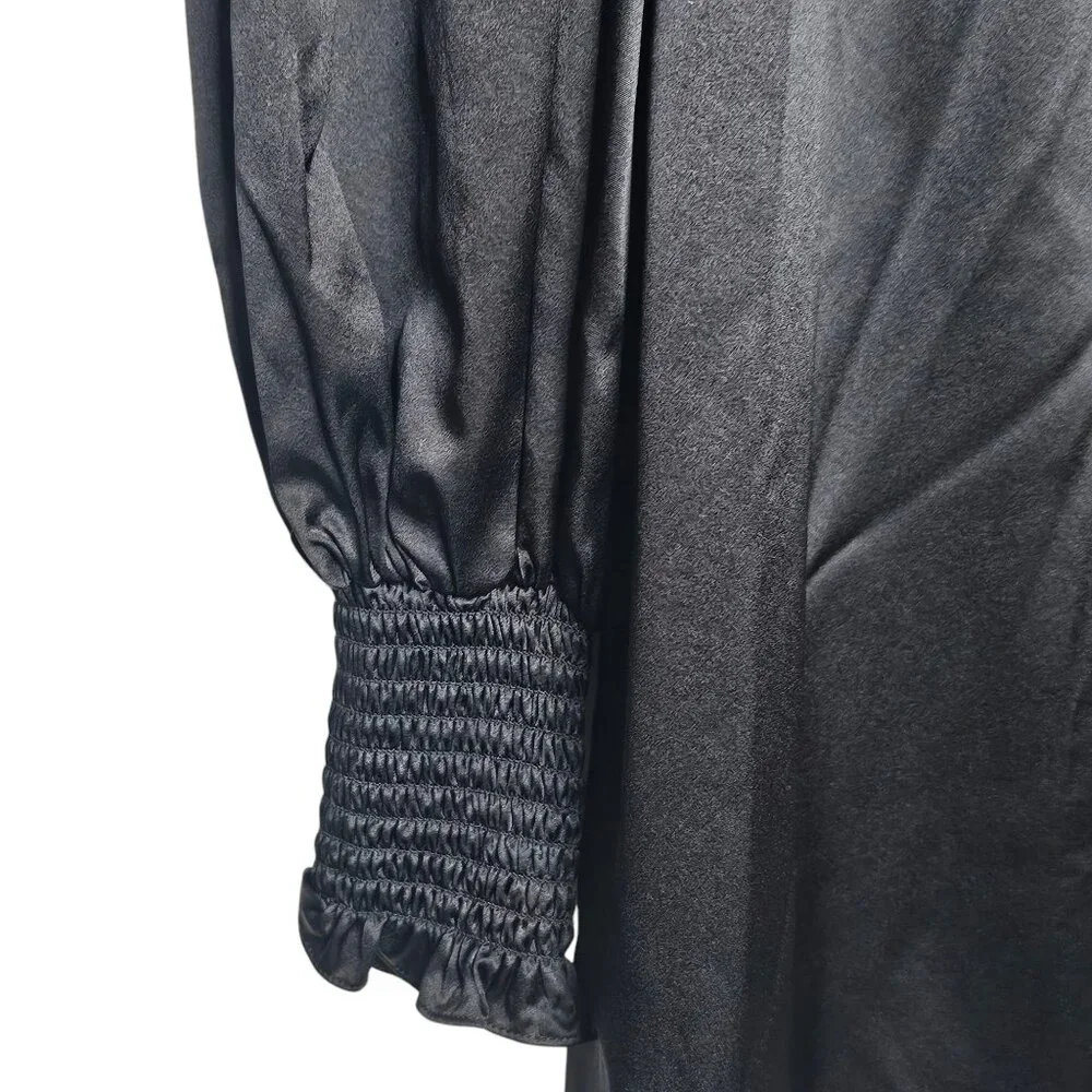 Caroline Constas Size M Quiet Luxury Classic Black Odette Mini Silk Dress